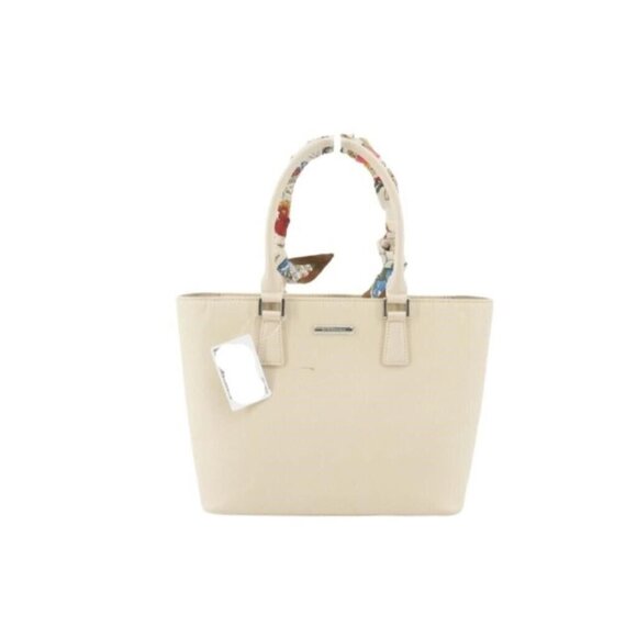 Burberry Off White Leather Tote Hand Bag with Twilly - Picture 1 of 16